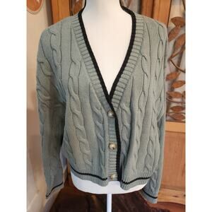 Major label, cropped green cardigan, size XL